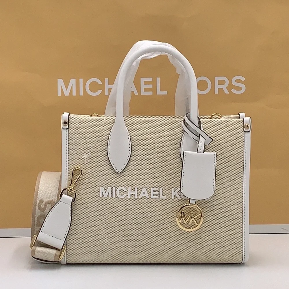 Michael Kors Mirella Small Shopper Top Zip Crossbody Bag Optic White MK NWT - Picture 3 of 16